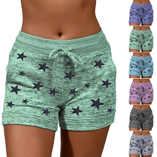 Women Drawstring Elastic Waist Short Pant Lady Casual Sports Yoga Stretch Shorts