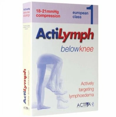 Actilymph Class 1 Standard Below Knee Open Toe Compression Stockings XL Sand - Image 1 of 3
