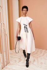 Ulla Johnson Xiaofei Sleeve Elastic Waistband Cotton Pleated Mid Length Dress