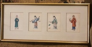 Fine antique Chinese paintings figures rice paper mid 19th century original rare
