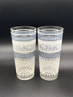 Vintage Jeanette Roman Greek Chariot Drinking Glasses Blue White-Set Of 2