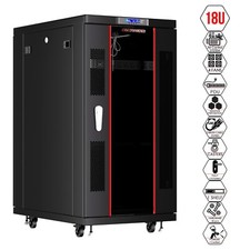 Sysracks 18U Server Rack Cabinet 32" Deep 19" Network Enclosure, Fans, PDU
