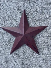 Vintage Primitive Burgundy Red Distressed Hint of Black Barn Star Wall Art ❤️tb