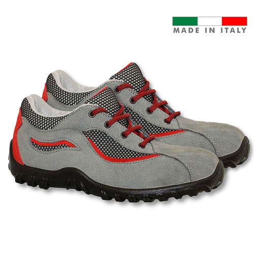 Lewer Scarpe Antinfortunistiche VIETRI S1P – Grigio Rosso, Numero 48 – Suola In Pelle