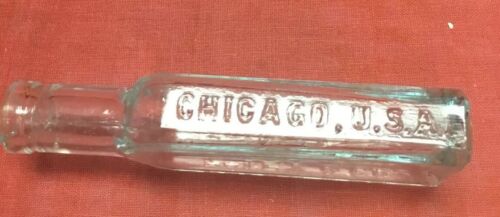 RARE 4" 1890's Vtg Aqua Glass Medicine Bottle Foley & Co Chicago USA Honey &Tar - Picture 4 of 4
