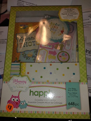 Happi Memory Minis By Dena Designs Scrapbook Kit for Boy or Girl 648 Pieces New