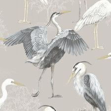 Image of SALE Rasch Heron Birds Grey & Beige Floral Quirky Animals Wallpaper 283937