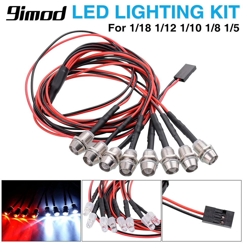 RC LED Light Kits Lamp for 1/18 1/12 1/10 1/8 1/5 Traxxas HSP SCX10 D90 HPI Cars - Image 3 of 4