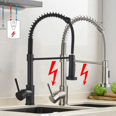 HUAHUALALA Küchenwasserhahn Mit 2 Griffen & Sprüher – 3-in-1 Mit Wasserfilter, Aus Messing, Verchromt – Für Trinkwasser Und Spüle