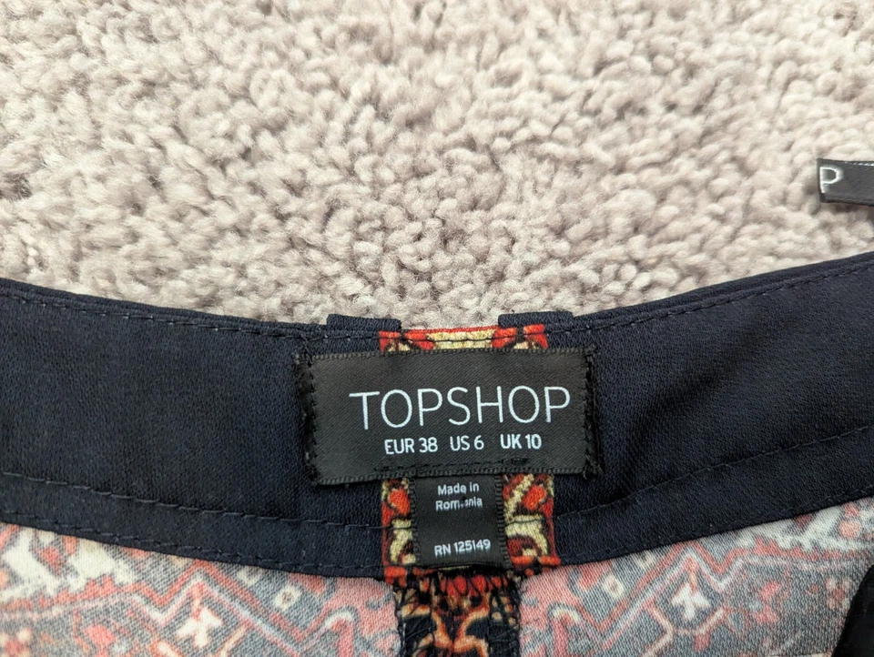 Pantalones Cortos Topshop Mujer Talla 10 Cintura Elástica Paisley Boho Negros Foto 2 de 4