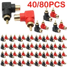 40/80x RCA Right Angle Connector Plug Adapters Male To Female 90 Degree Elbow US