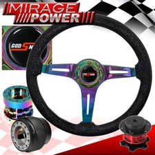 Quick Release Sparkle Black Neo Chrome Steering Wheel Extender For 96-05 Civic