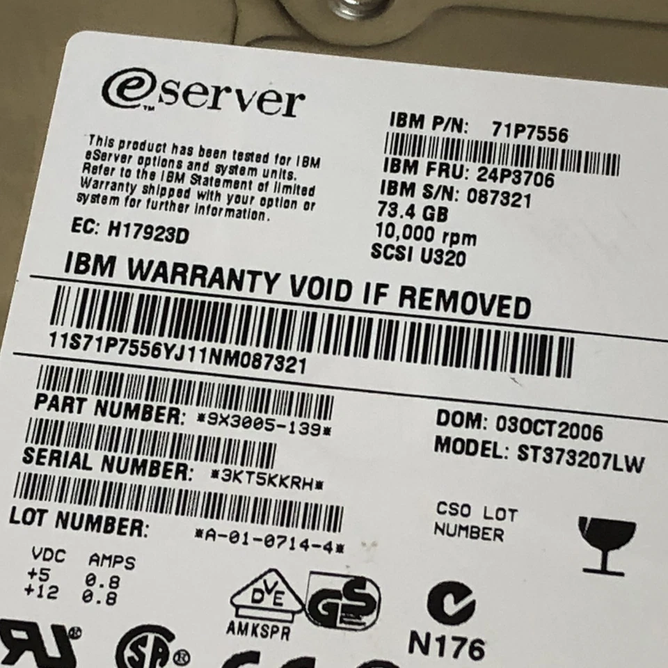 IBM 71P7556 73.4GB 10000RPM Ultra-320 SCSI 68-Pin 3.5" Hard Disk Drive - Image 3 of 4