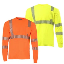 Hi Vis T Shirt ANSI Class 3 Reflective Safety Long Sleeve HIGH VISIBILITY