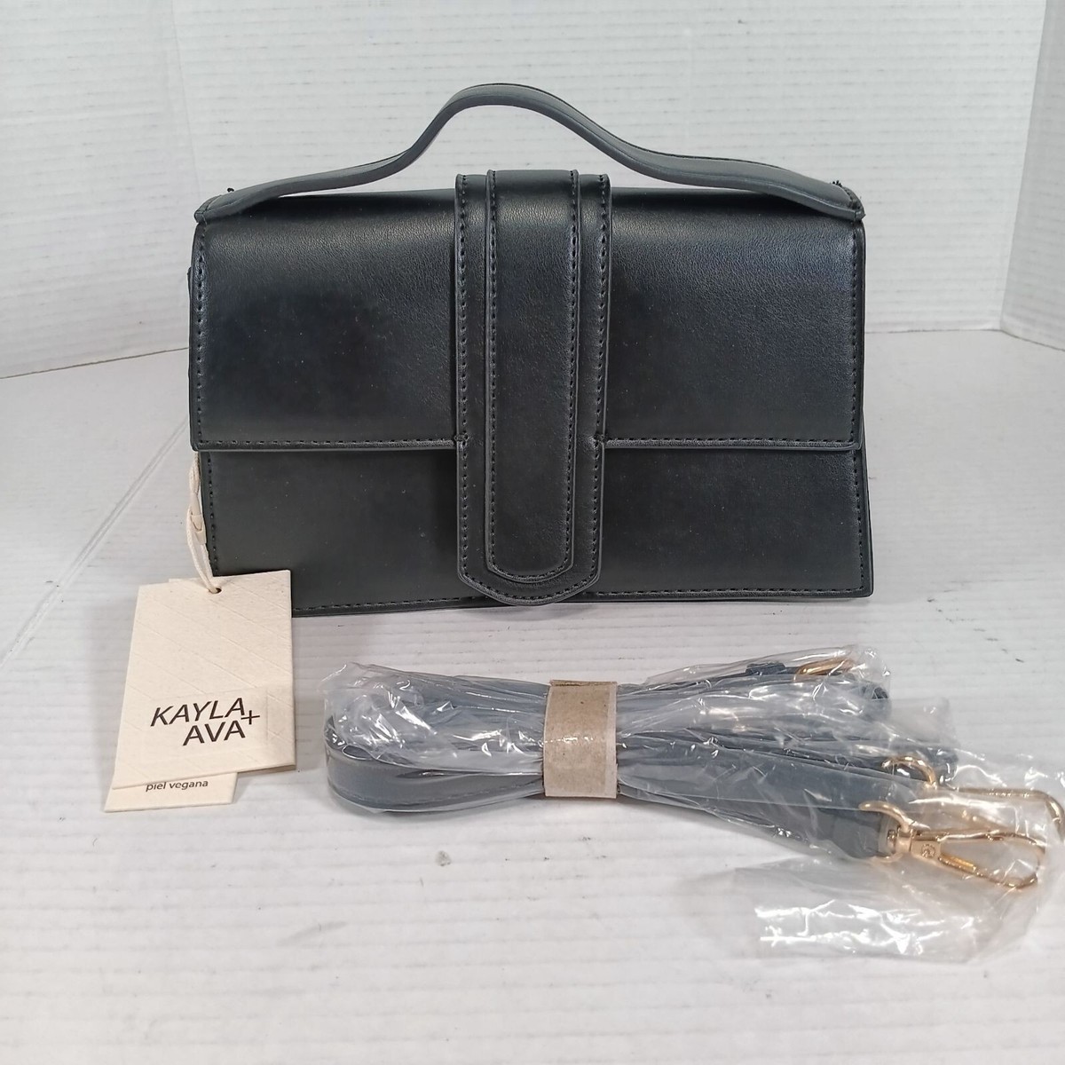 KAYLA AVA Miranda Crossbody Black Vegan Leather Adjustable