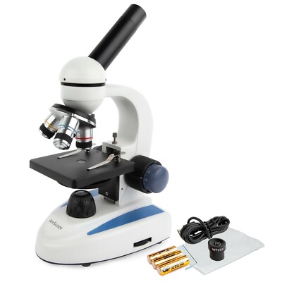 AmScope 40X-1000X Kabellos Schüler Mikroskop Metallrahmen & Grob & Fein Fokus