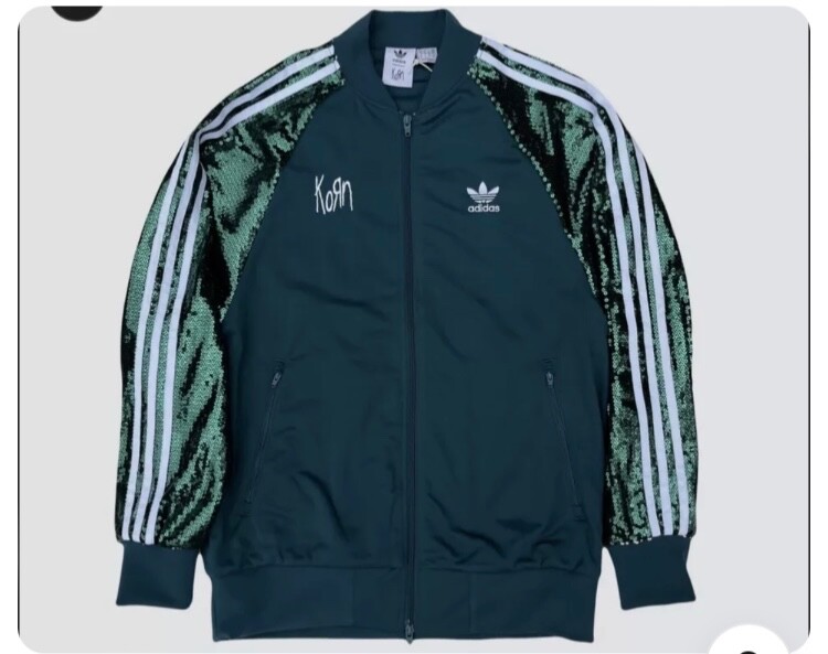 KORN x ADIDAS GREEN SEQUIN TRACK SUIT SET (JACKET “2XL” & PANTS