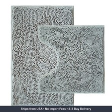 Bathroom Rugs Sets 2 Piece,Super Absorbent Chenille Bath Mats and U-Shaped Toile