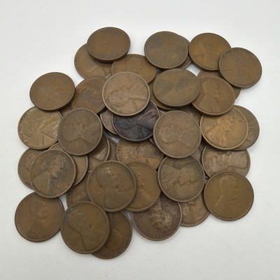 1909 P Lincoln Wheat Cent Penny 50 Coin Roll Circulated G-VF Good - Very Fine #2