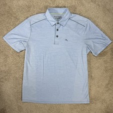 Tommy Bahama Island Zone Polo Shirt Men  s Sz Medium Golf Performance Travel Blue