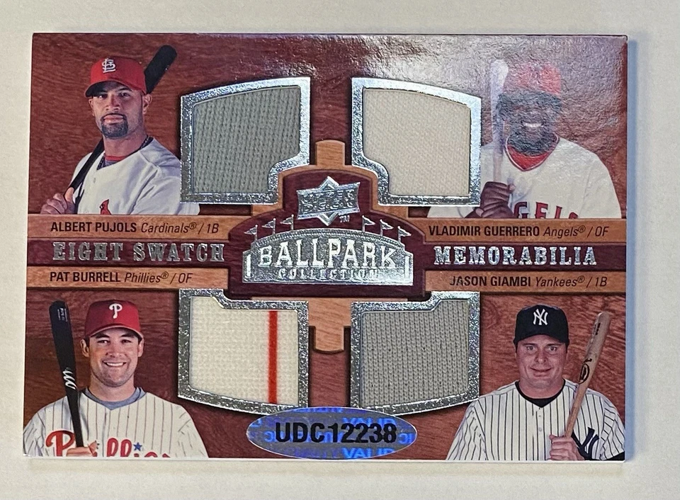 2008 UD Ballpark Collection Eight Swatch Memorabilia Thomas Pujols Giambi & More - Image 2 of 4