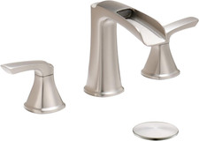 Brushed Nickel Bathroom Faucet 3 Hole, Waterfall 8 Inch Widespread Bathroom Sink