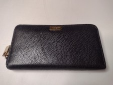 Kate Spade Leather Zip Around Wallet Black Zipper Card Gold Pebbled XX