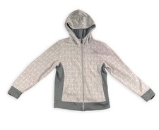 The North Face Hoodie Jacket Full Zip Fleece Brown Grey Girls Sz. M 10/12
