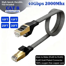 10FT-35FT flat Cat 8 Ethernet Cable Braided 40Gbps 2000Mhz CAT8 Network Cables