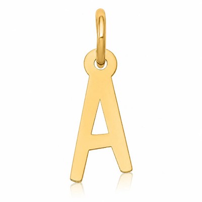 10K / 14K Yellow Gold Small Slanted Block Initial A Charm