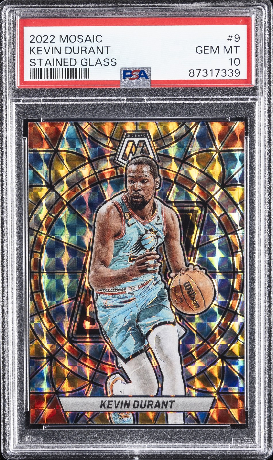 2022 PANINI MOSAIC STAINED GLASS #9 KEVIN DURANT PSA 10
