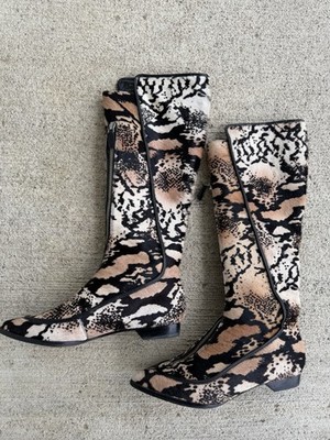 10 Crosby Derek Lam Women s Real Fur Leopard Knee Boots Size 7.5, Brazil