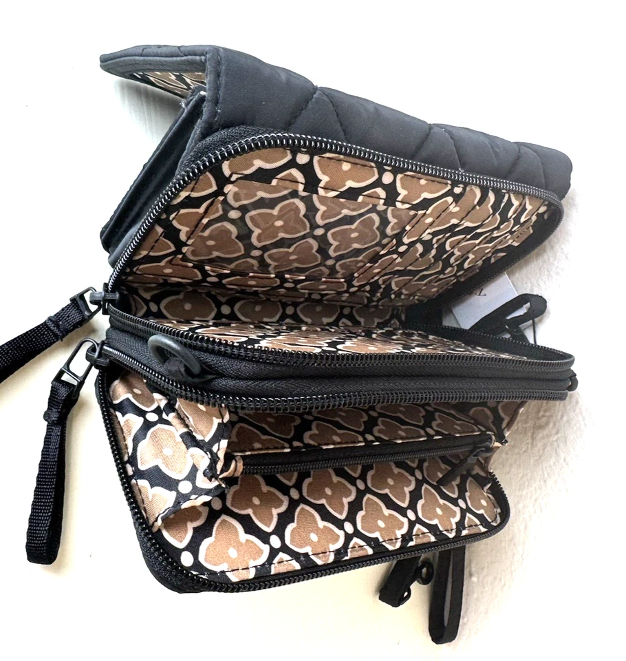 Nuevo con etiquetas Bolso Bandolera Vera Bradley 3 en 1 Heritage Cartera con Muñequera Negro/Dorado $109 Foto 4 de 4