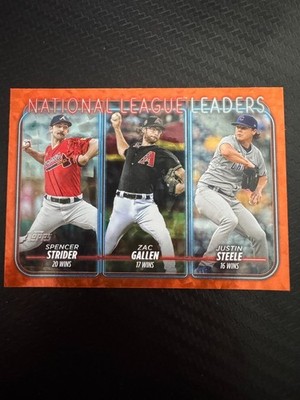 2023 National League Wins Leaders Organge Crackle Parallel /299 Topps series 1