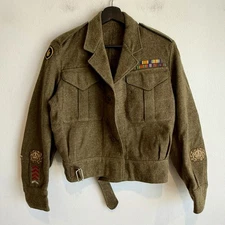 Original WWII Canadian Named Patched Uniform Battle Blouse MST Warrant Officer