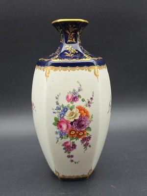 Schöne antike Royal Worcester Bone China Floral Kobaltblau Posy Vase