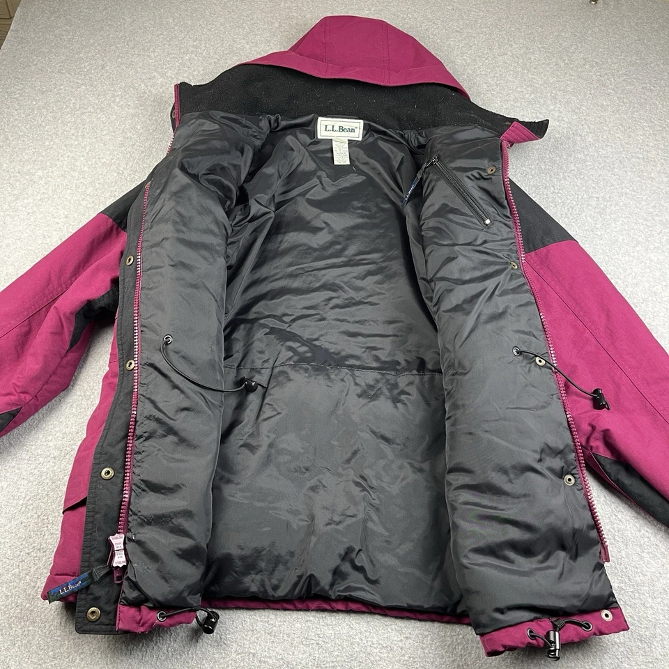 VTG LL Bean Parka Jacket Women Medium Magenta Black Thinsulate Insulated - Image 4 of 4