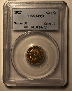 1927 Indian Head $2 ½ Gold PCGS MS63