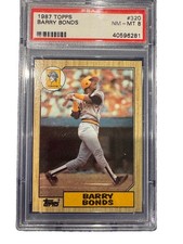 1987 Topps Baseball Card #320 BARRY BONDS Pirates ROOKIE RC PSA 8 NM-MT. rookie card picture