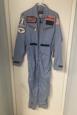 Vtg Avirex United States Space Camp Jumpsuit Youth SZ 20 Lt Blue With Patches