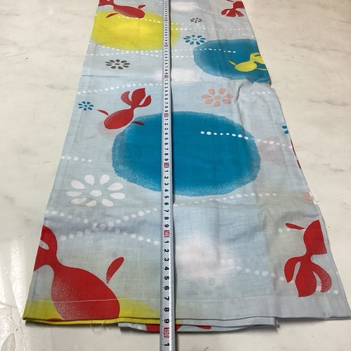 Japanese traditional "yukata "for women light blue red gold fish casual - Picture 5 of 9