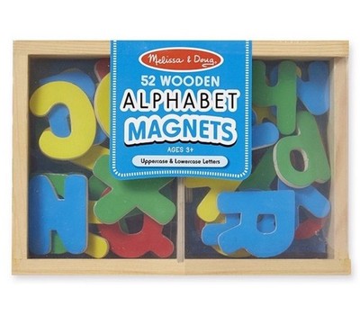 New Melissa & Doug ABC Magnet Set 52 Wooden Pieces - upper