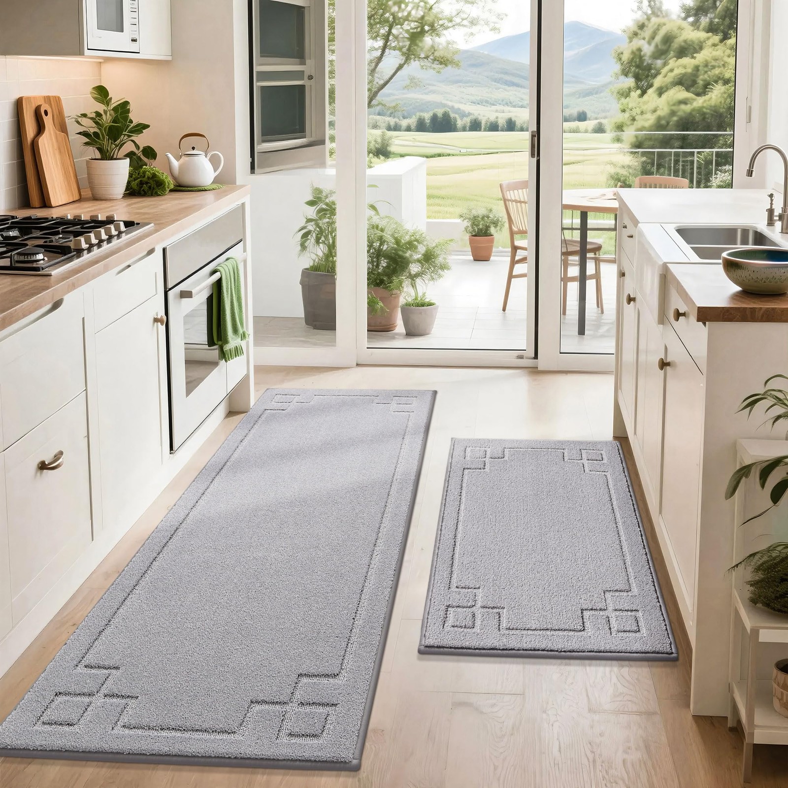 Non-Slip Washable Kitchen Rug Set of 2 with Anti-Fatigue Comfort