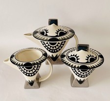 Moorland Pottery Burslem Chelsea Works Catalyst Teapot Milk Jug And Sugar Bowl