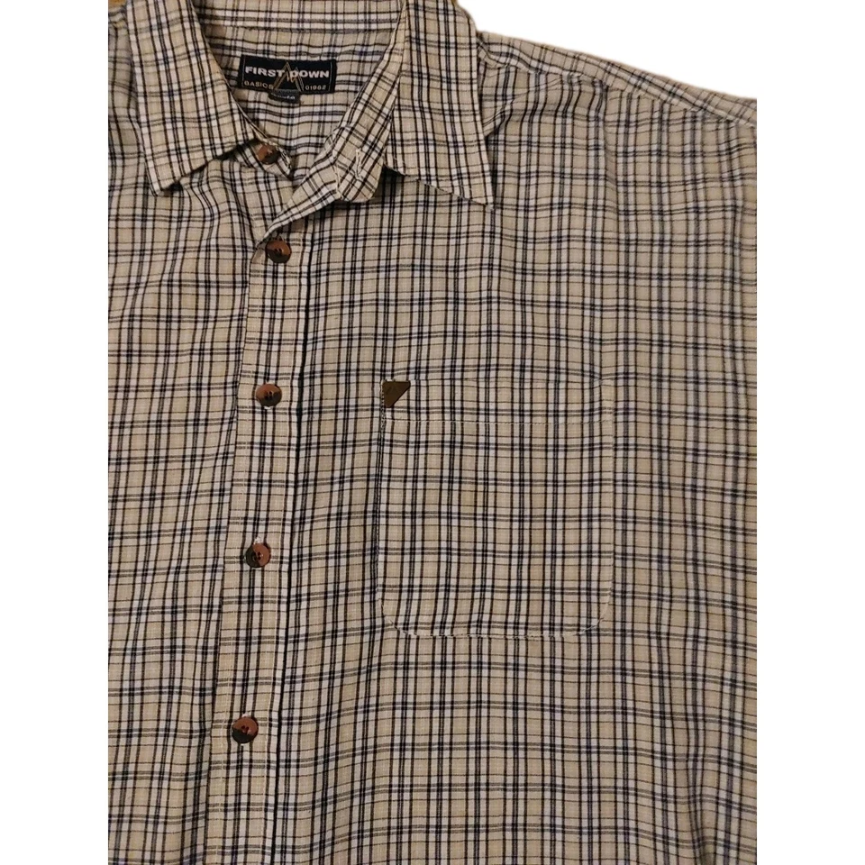 First Down Basics Casual Button Down Plaid Shirt Size XL Short Sleeves Classic  - Image 4 of 4