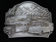 OG09120 VINTAGE 1987  RV MOTOR HOME  COMMEMORATIVE PEWTER SISKIYOU BELT BUCKLE