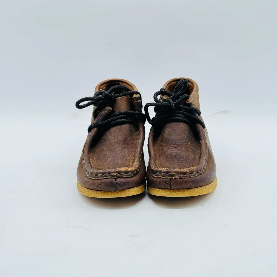 Clarks Boots Boys 7C Brown Leather Desert Crepe Sole Casual Lace Up Shoes NEW - Image 3 of 4