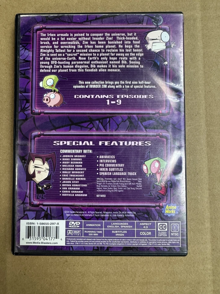Invader Zim Volume 1: Doom Doom Doom (DVD) Complete Near Mint - Image 2 of 3