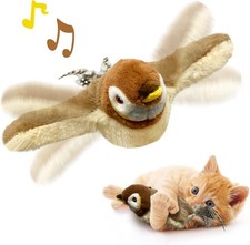 Cat Toys, Flapping Wings Sparrow, No Flying, Chirping Bird Interactive Catnip To