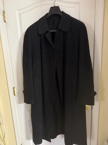 CANALI Milano Vintage Overcoat Men's 56 IT 46 r Black Wool Made In Italy - product listing photo